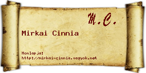 Mirkai Cinnia névjegykártya
